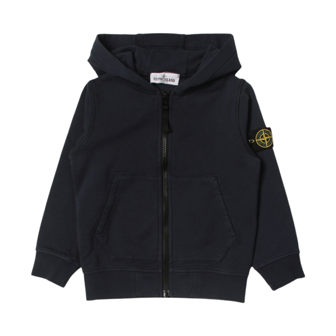 (키즈) 스톤 아일랜드 60740 코튼 플리스 풀 집업 후드 스웨트셔츠 네이비 블루 - 22SS((Kids) Stone Island Cotton Fleece Full Zip Hooded Sweatshirt Navy Blue - 22SS) - 1