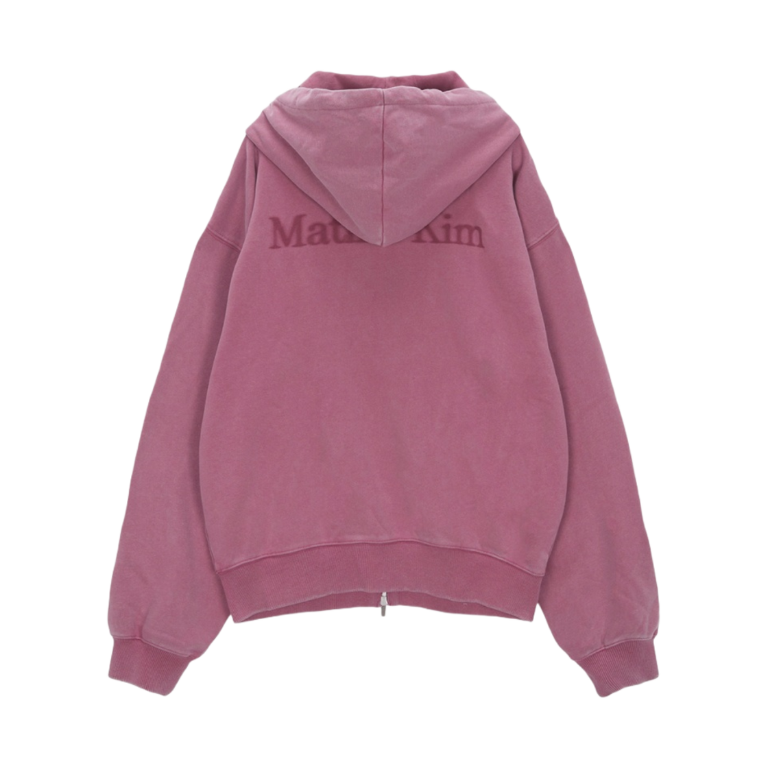 (W) 마뗑킴 피그먼트 다잉 로고 후드 집업 핑크((W) Matin Kim Pigment Dying Logo Hoody Zip Up Pink) - 2