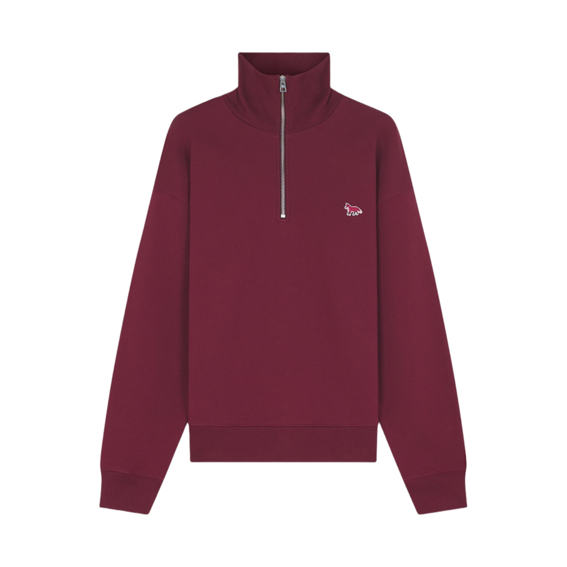 (W) 메종 키츠네 베이비 폭스 패치 하프 집 스웨트셔츠 레드스타