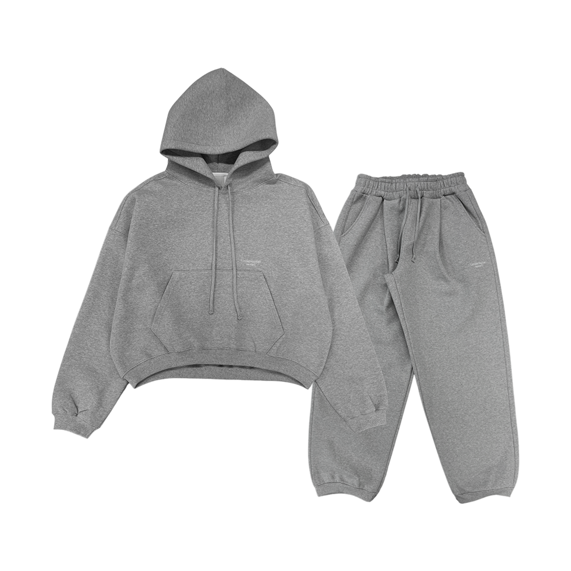 UMCM97MG Undermycar Mu.97 Anti Fxxking Logo Play Oversized Bonded Sweat Set-up (Hoodie, Jogger) - Melange Gray