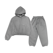 Undermycar Mu.97 Anti Fxxking Logo Play Oversized Bonded Sweat Set-up (Hoodie, Jogger) - Melange Gray