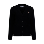 (W) Maison Kitsune Baby Fox Patch Boxy Cardigan Black