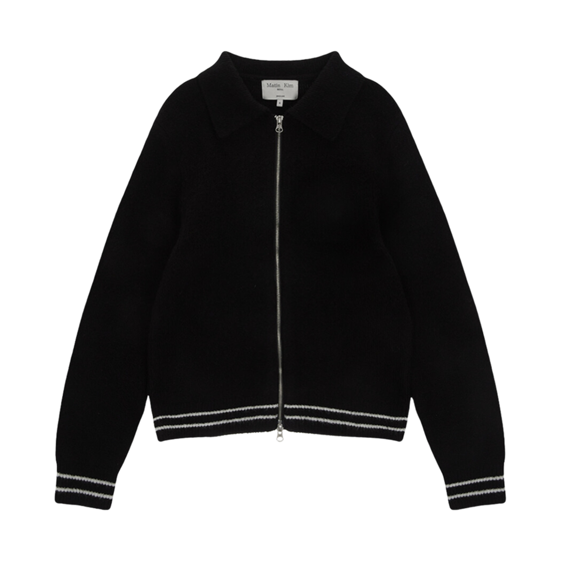 MK249OCD045MBB (W) Matin Kim Punching Point Logo Knit Cardigan in Black