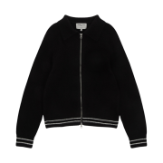 (W) Matin Kim Punching Point Logo Knit Cardigan in Black
