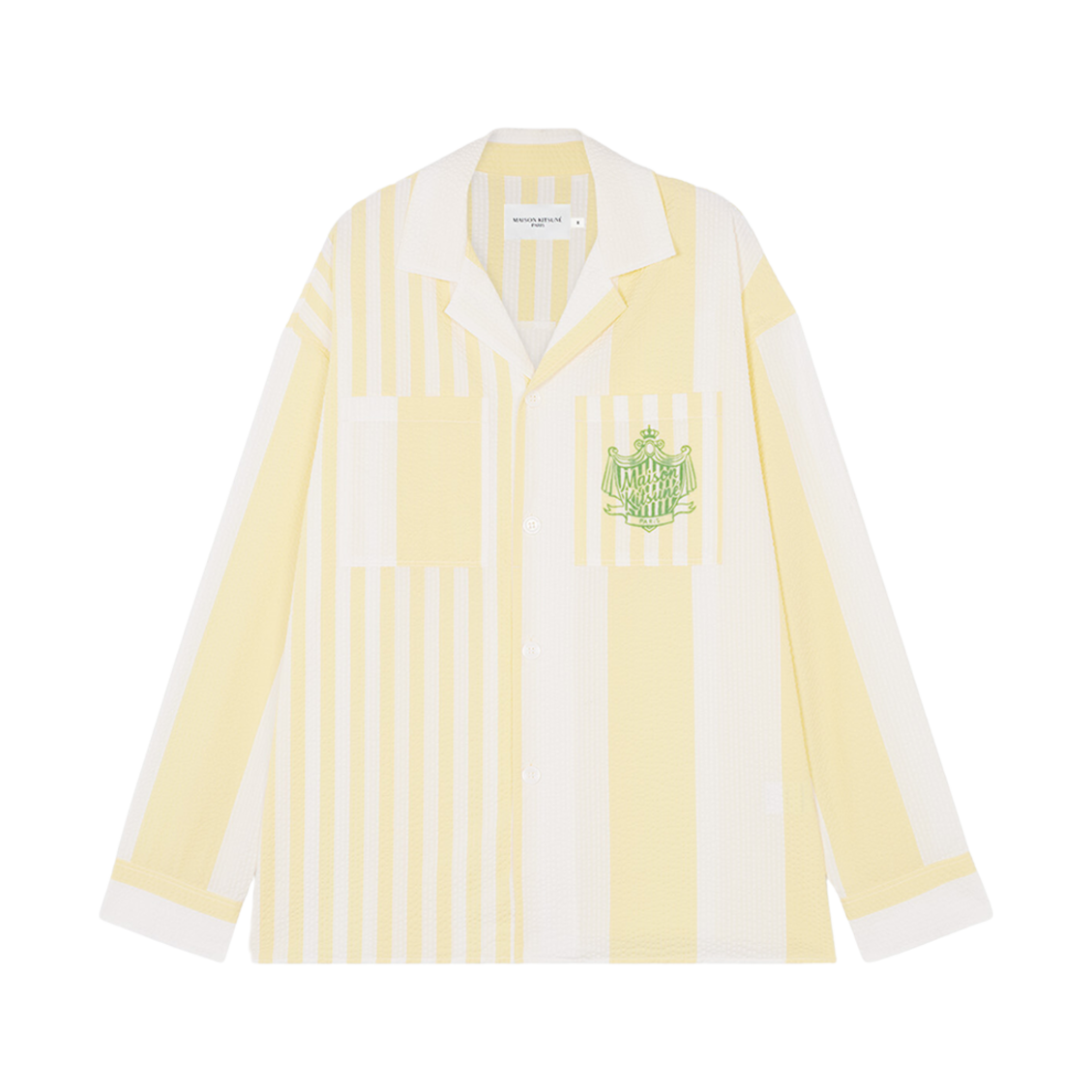 메종 키츠네 풀사이드 스트라이프 오버셔츠 레몬(Maison Kitsune Poolside Stripes Overshirt Lemon) - 1