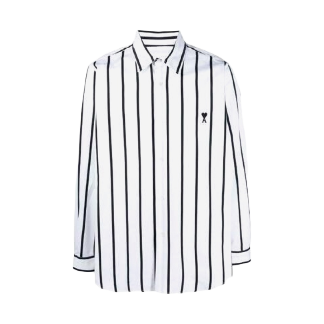 아미 스몰 하트 로고 슈미즈 썸머 핏 스트라이프 셔츠 블랙 화이트(AMI de Coeur Chemise Summer Fit Striped Shirt Black White) - 1