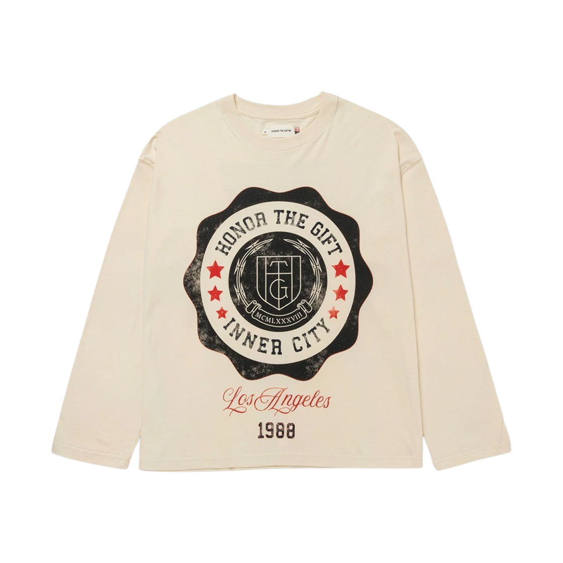 KM4BTSLHG07IV Honor the Gift HTG Seal Logo LS Tee Bone
