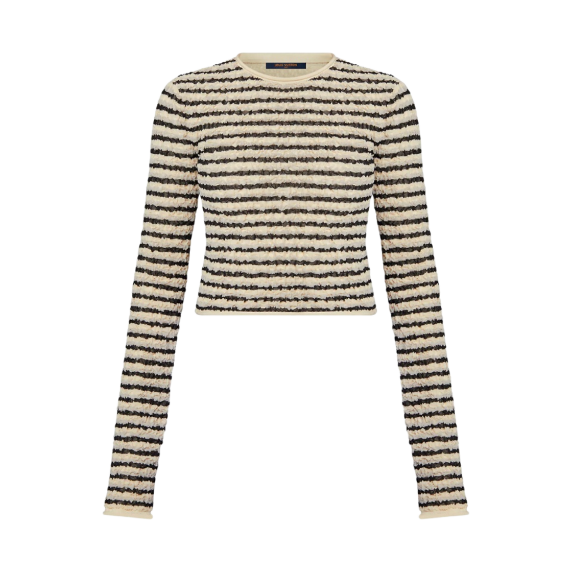 (W) 루이비통 크링클 니트 스트라이프 롱 슬리브 탑 블랙 화이트((W) Louis Vuitton Crinkle Knit Striped Long Sleeve Top Black White) - 1