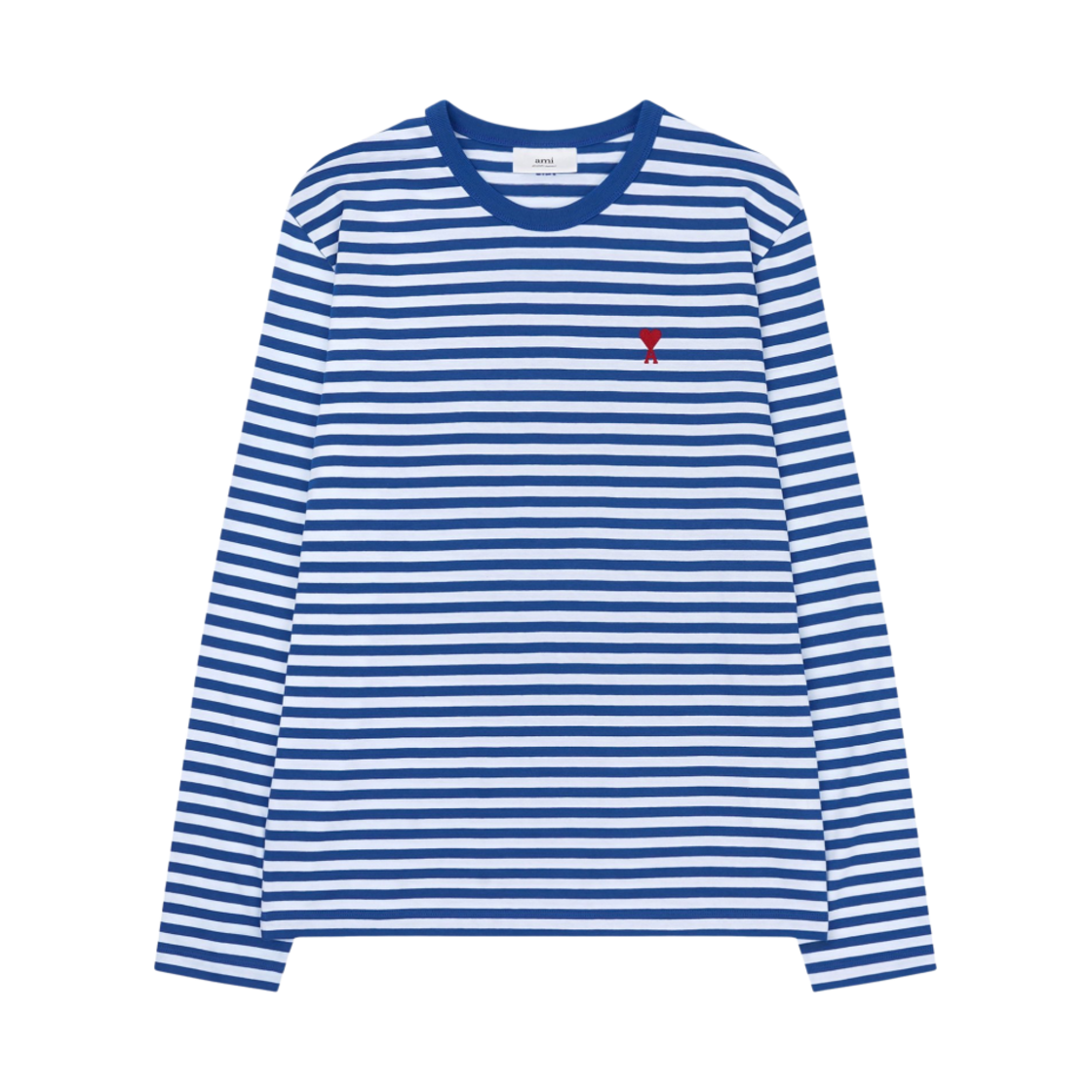 아미 스몰 하트 로고 스트라이프 티셔츠 블루(AMI de Coeur Mariniere Blue) - 1