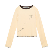 Gyeong Boat Neck Ants Long Sleeve Top Pale Yellow & Brown