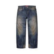 Supreme Distressed Loose Fit Selvedge Jean Washed Indigo - 25SS