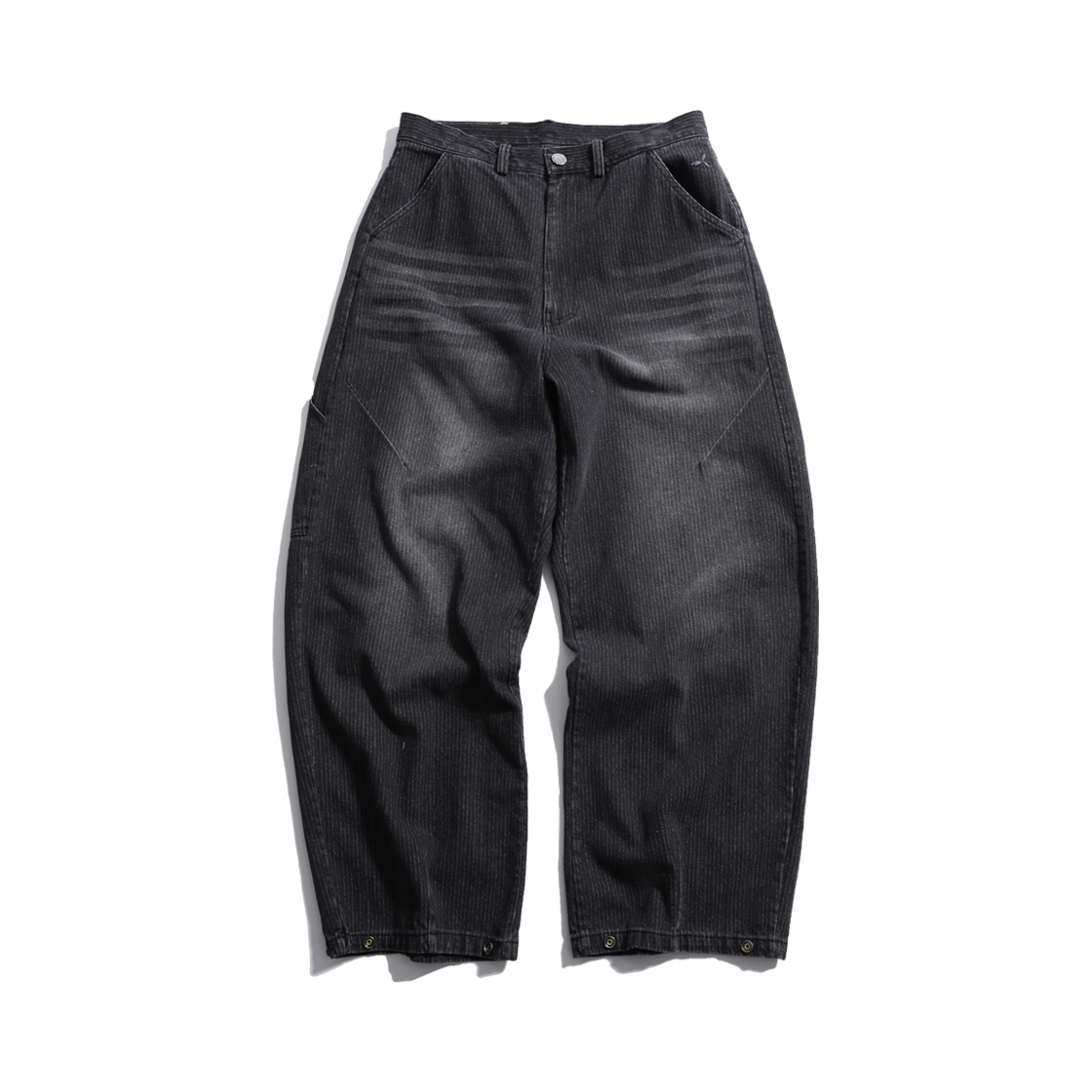 비피투디스오더 워싱 스트라이프 데님 팬츠 블랙