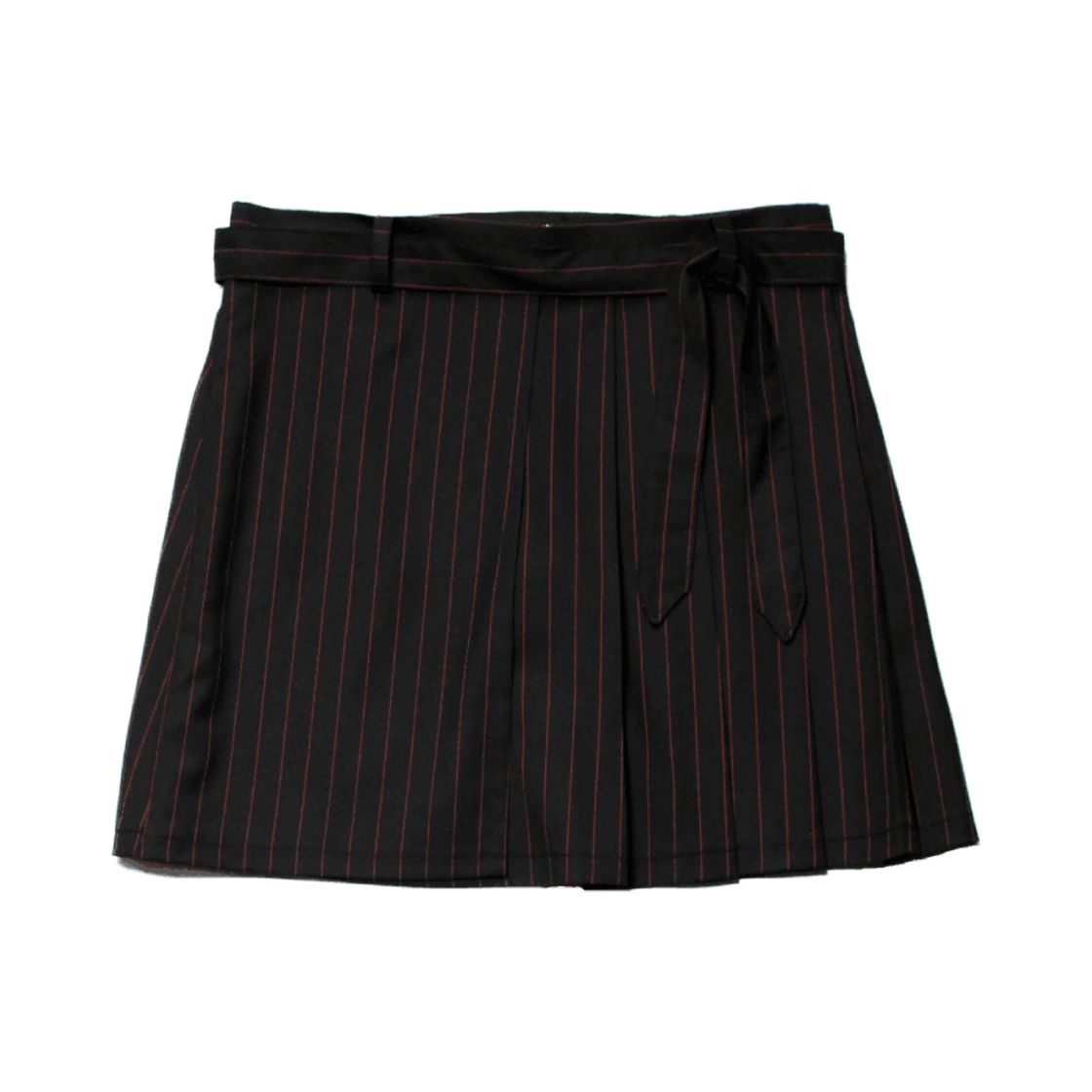 산시 랩  플리츠 스커트 레드 핀스트라이프(SANSI Wrap Pleats Skirt Red Pinstripes) - 1