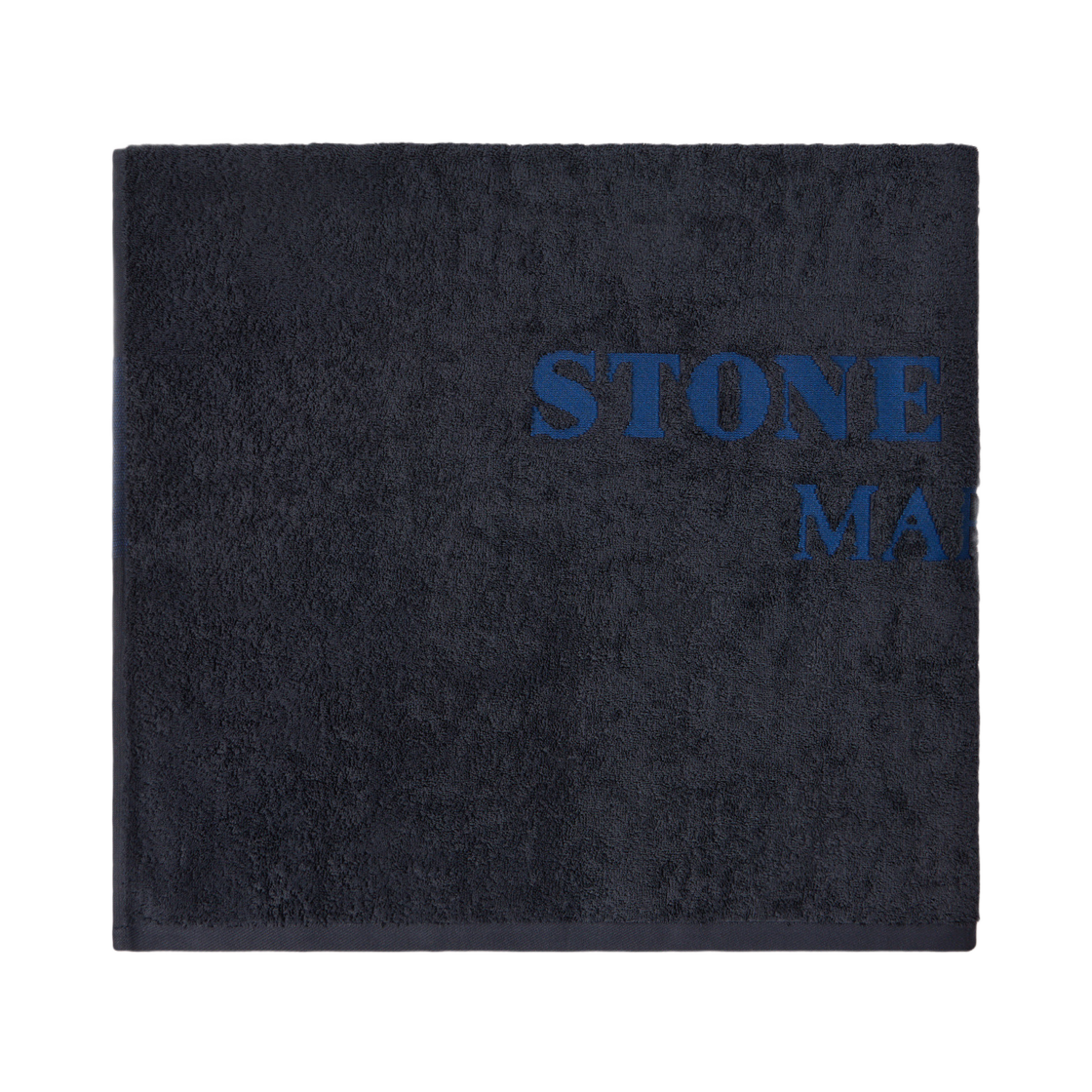 스톤 아일랜드 9700001 코튼 테리 마리나 비치 타월 레터링 자수 네이비 블루 - 25SS(Stone Island 9700001 Cotton Terry Marina Beach Towel with Lettering Embroidery Navy Blue - 25SS)