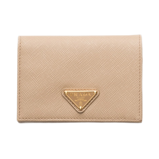 Prada Small Saffiano Leather Wallet Sand Beige