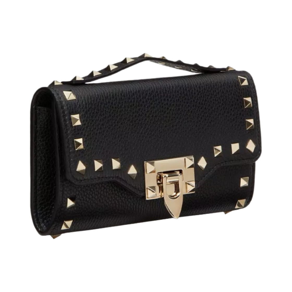 발렌티노 락스터드 그레이니 카프스킨 체인 스트랩 지갑 블랙(Valentino Rockstud Grainy Calfskin Wallet with Chain Strap Black) - 2