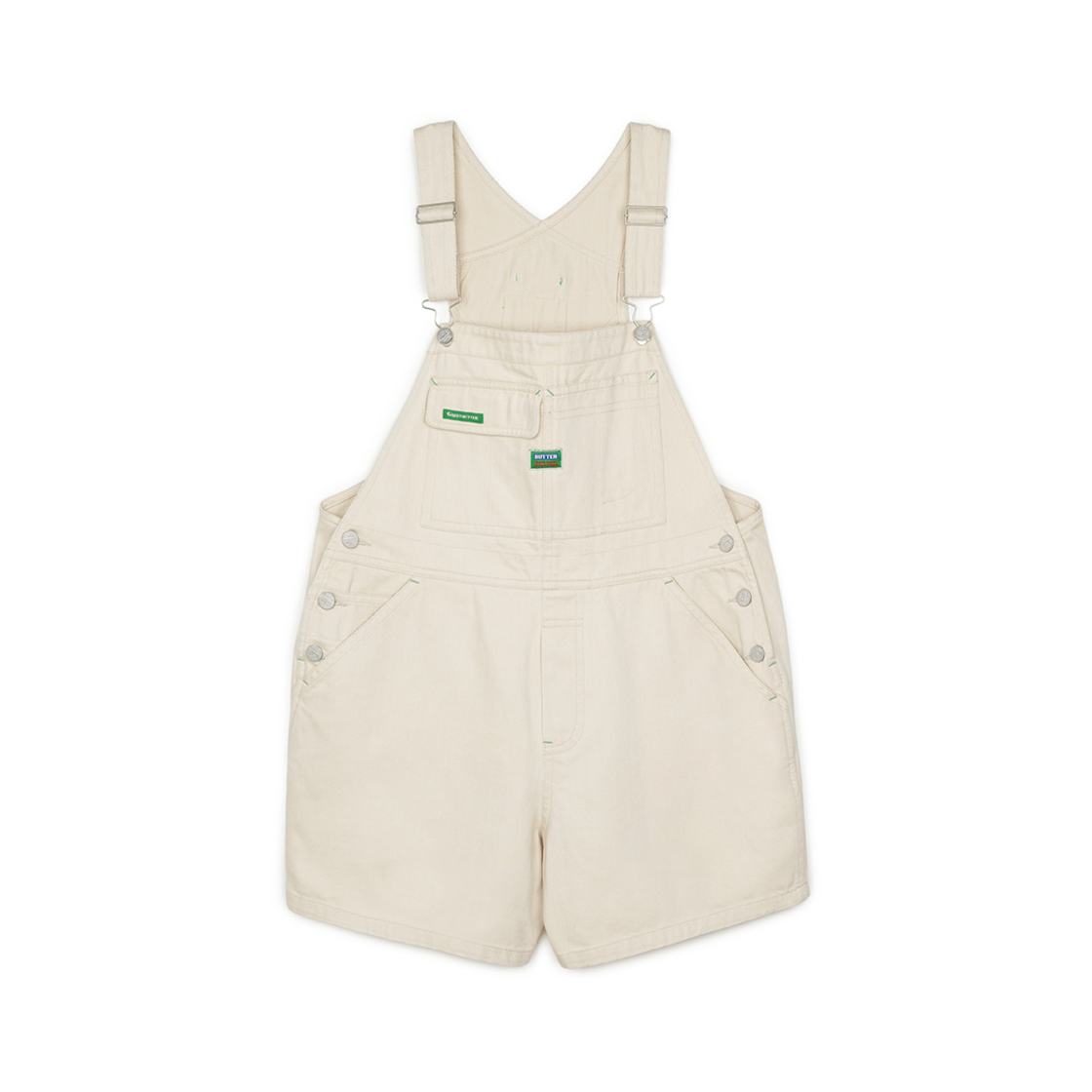 그린버터 데님 오버롤 쇼츠 베이지(Greenbutter Denim Overall Shorts Beige)