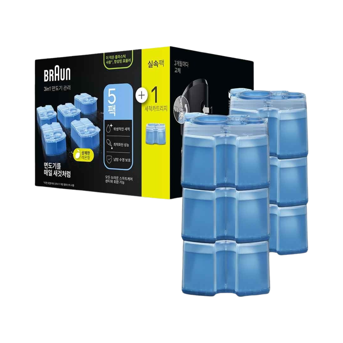브라운 쉐이버 전용 3 in 1 클린 앤 리뉴 세정액 CCR 5+1(Braun Shaver 3 in 1 Clean & Renew Cartridges CCR 5+1)