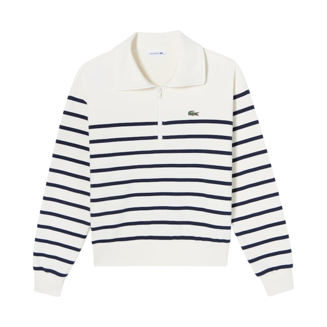 (W) 라코스테 하프 집 스웨트셔츠 네이비 블루((W) Lacoste Half Zip Sweatshirt Navy Blue) - 1