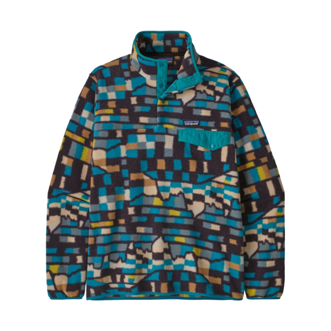 25551 Patagonia Lightweight Synchilla Snap-T Fleece Pullover Fitz Roy Patchwork Belay Blue