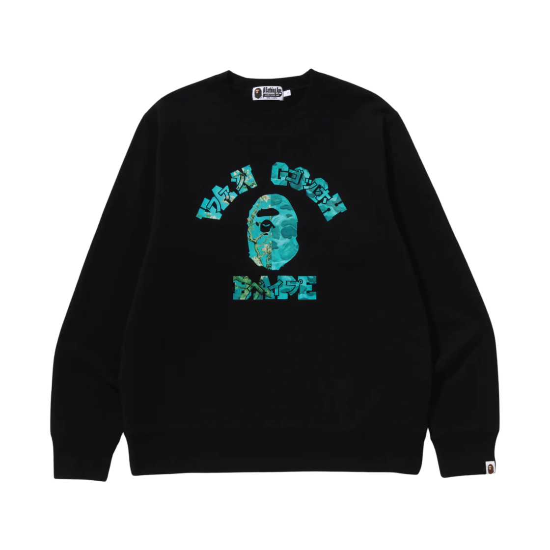 베이프 x 반 고흐 뮤지엄 컬리지 크루넥 스웨트셔츠 블랙 삭스(BAPE x Van Gogh Museum College Crewneck Sweatshirt Black Sax)