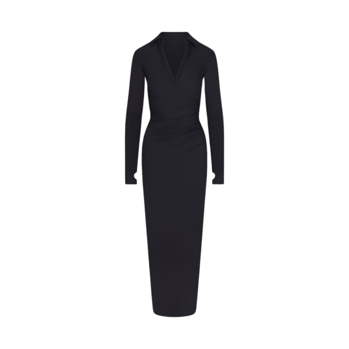 (W) 카이 스무스 스트레치 루치드 맥시 드레스 블랙((W) Khy Smooth Stretch Ruched Maxi Dress Black)