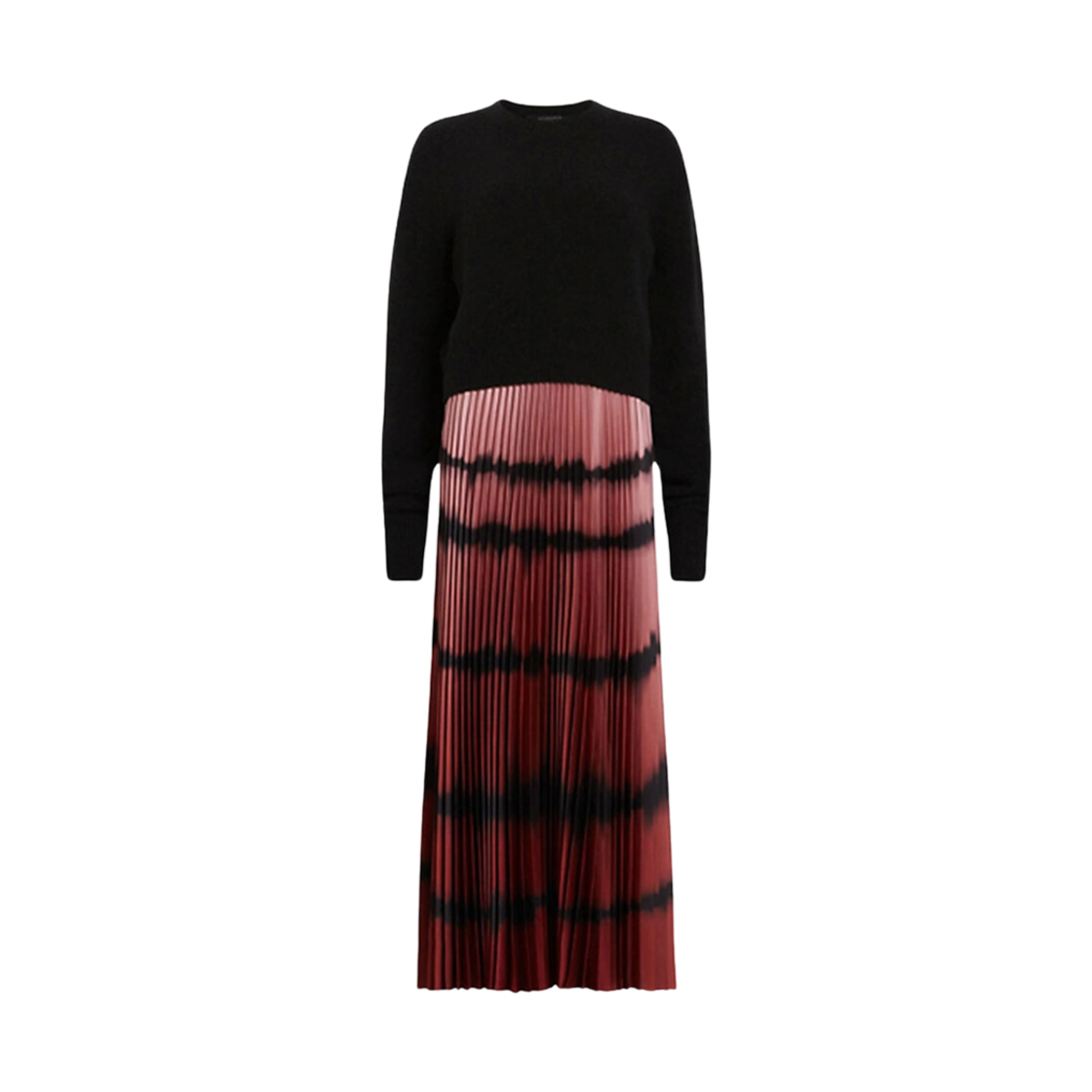 (W) 올 세인츠 커티스 옴브레 타이 다이 미디 드레스 블랙 레드((W) All Saints Curtis Ombre Tie Dye Midi Dress Black Red)