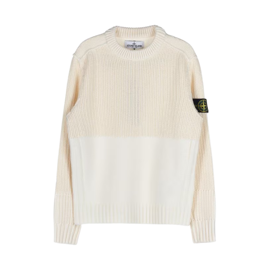 7716514A6-V0097 (Kids) Stone Island 514A6 Wappen Patch Crewneck Knit Off White - 22FW