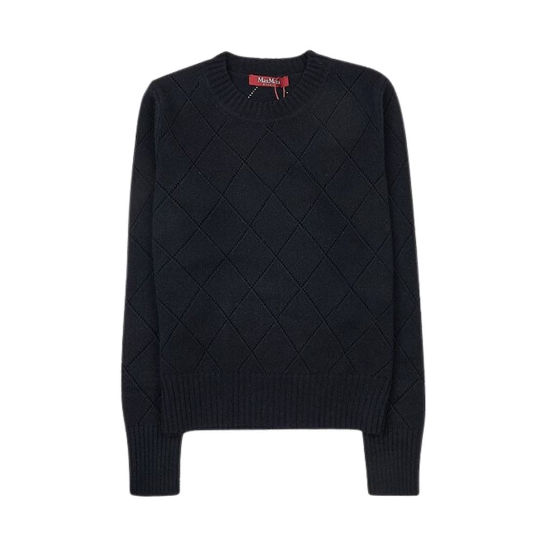 BRUNATE-009 (W) Max Mara Studio Brunate Argyle Wool and Cashmere Sweater Black