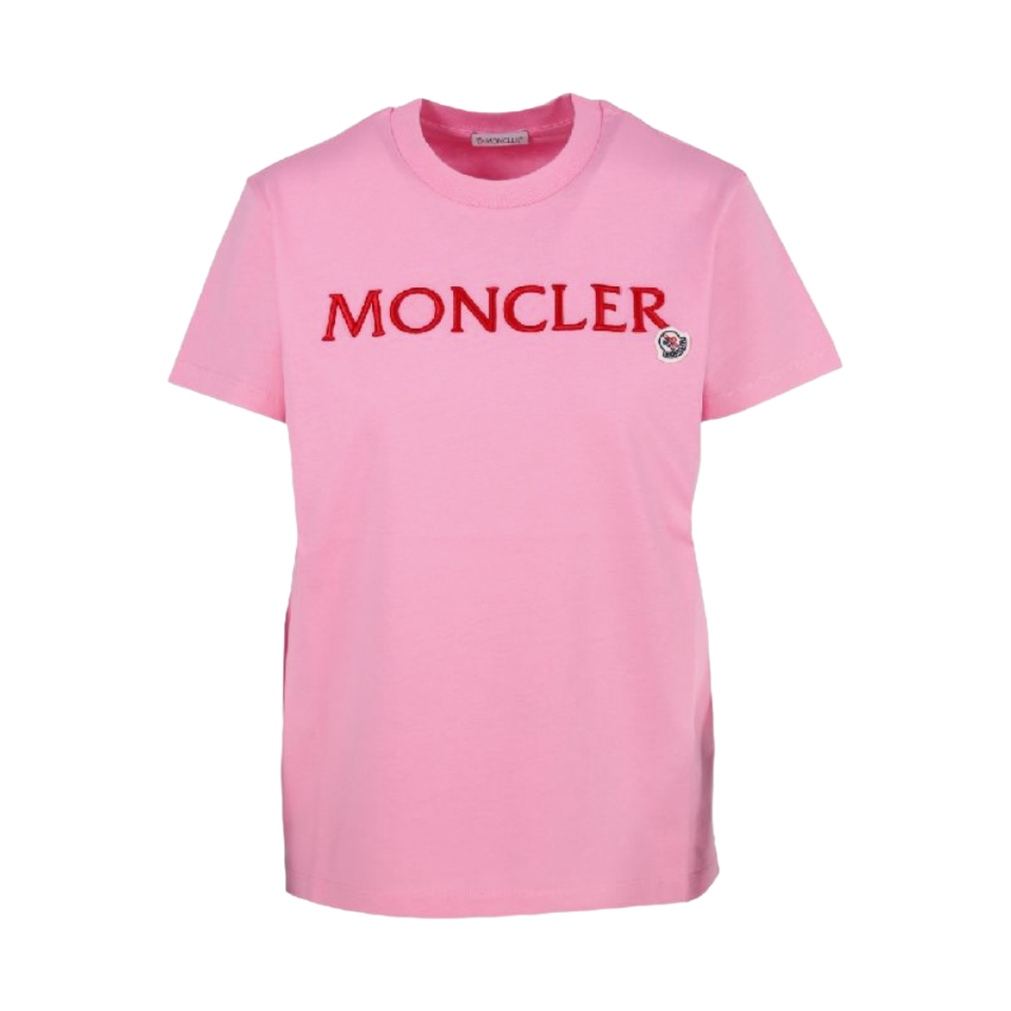 (W) 몽클레르 로고 자수 티셔츠 캔디 핑크 - 23SS((W) Moncler Logo Embroidered T-Shirt Candy Pink - 23SS) - 1