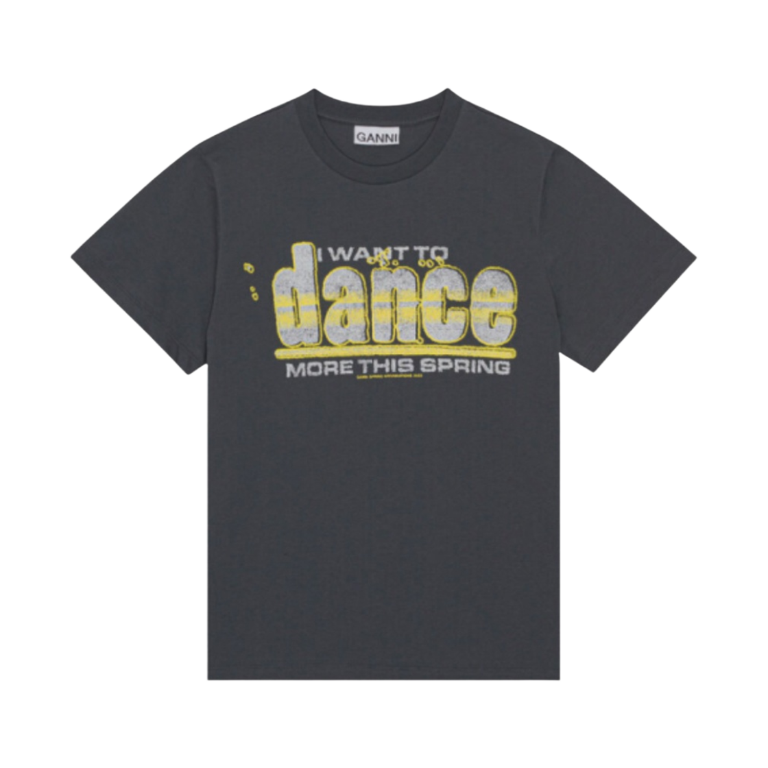 (W) 가니 릴렉스드 댄스 프린티드 티셔츠 블랙((W) Ganni Relaxed Dance Printed T-Shirt Black) - 1