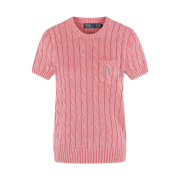 Polo Ralph Lauren Women Cotton Cable Short Sleeve Sweater Pink