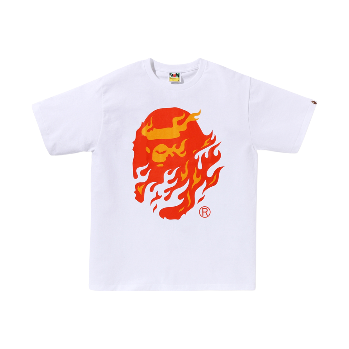 베이프 플레임 에이프 헤드 티셔츠 화이트 레드