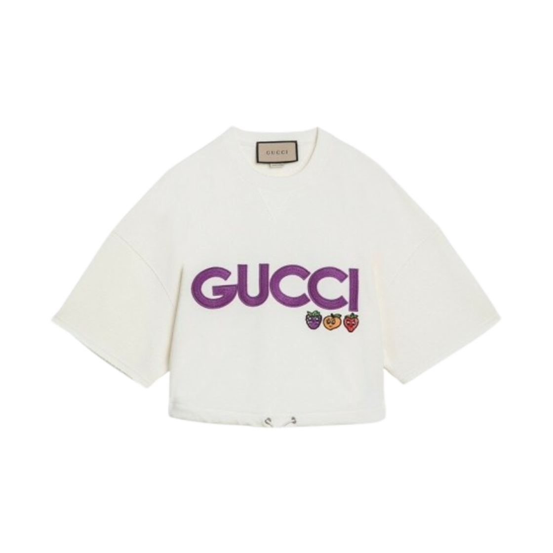(W)구찌 패치 코튼 저지 티셔츠 오프 화이트((W) Gucci Cotton Jersey T-Shirt with Patch Off White)