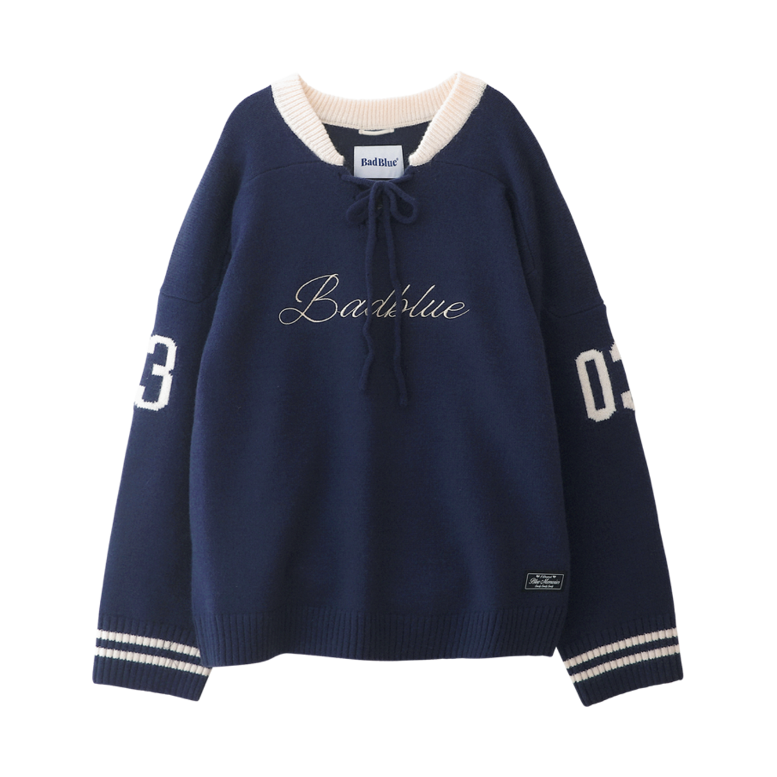 b2528 BadBlue Knit Hockey Jersey Navy