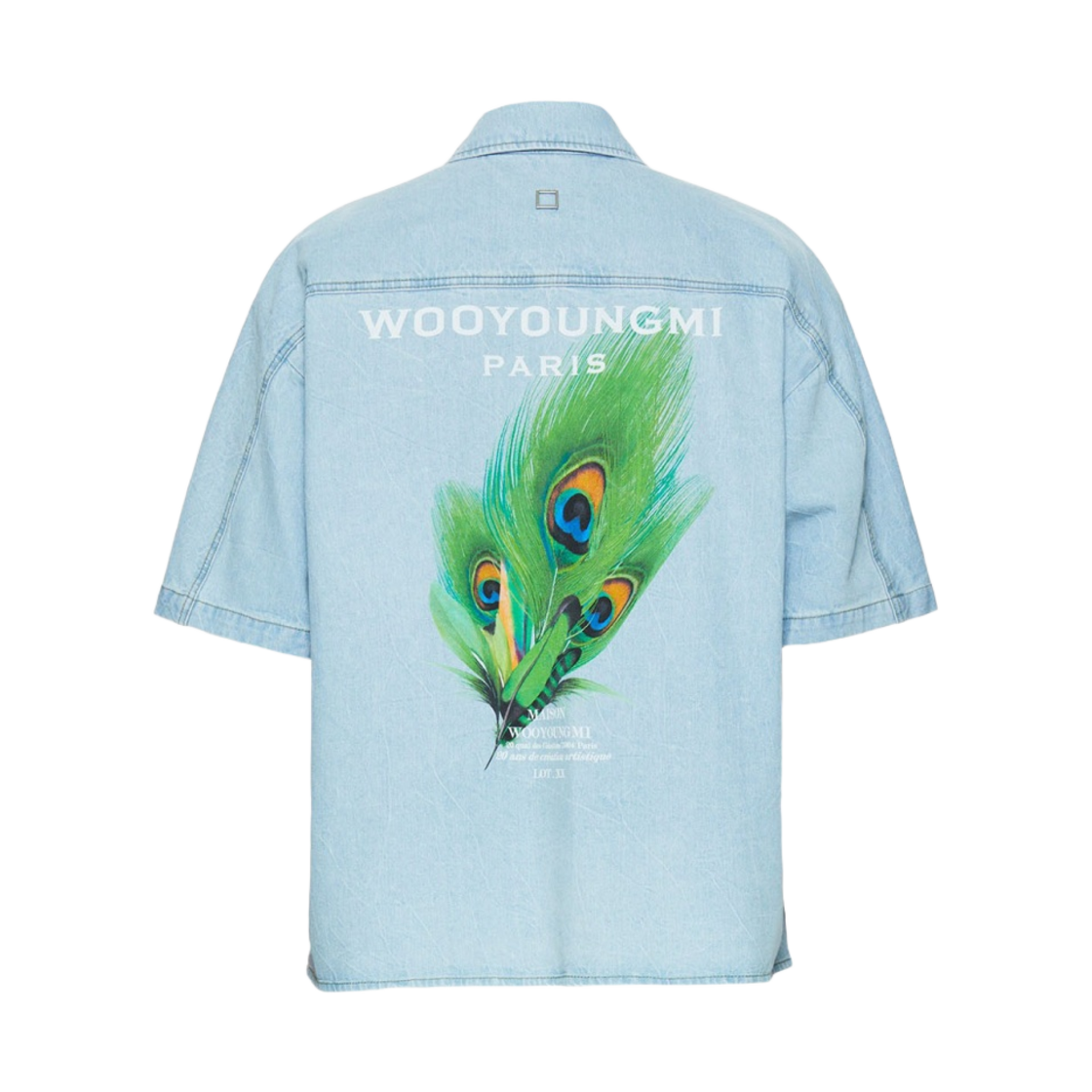우영미 데님 페더 백로고 숏슬리브 셔츠 블루 - 23SS(Wooyoungmi Denim Feather Back Logo Short Sleeve Shirt Blue - 23SS) - 2