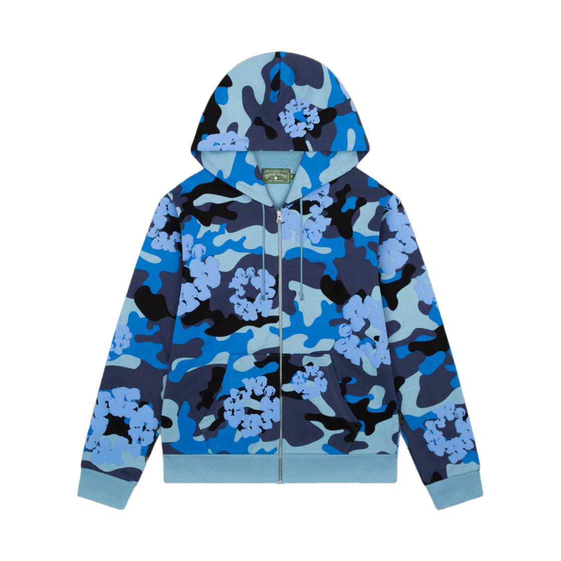 데님 티어스 코튼 리쓰 집 후드 블루 카모(Denim Tears Cotton Wreath Zip Hoodie Blue Camo)