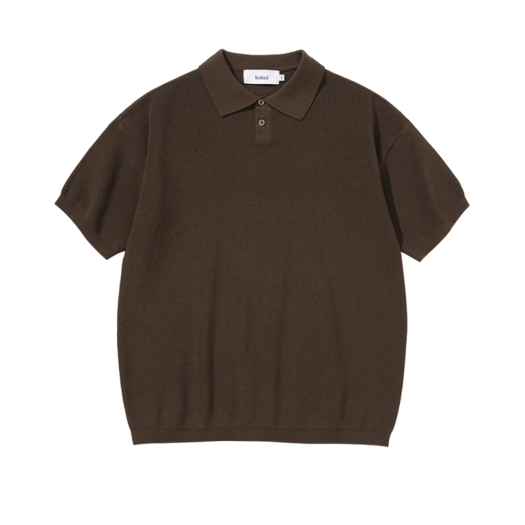 K25SSU15BR Knitted Coolever PK Half Sleeve Knit T-shirt Brown