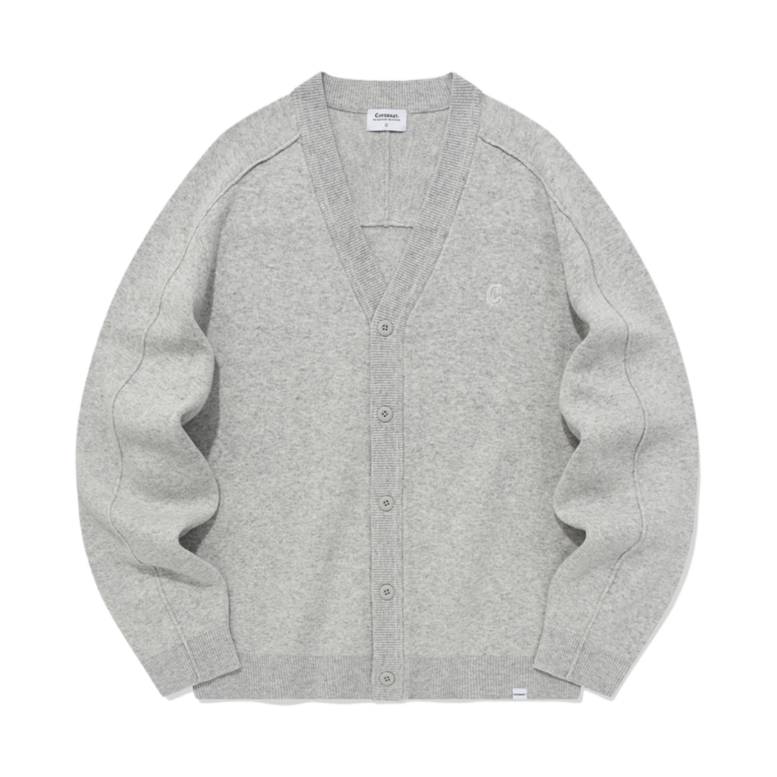 CO2303KT01MG Covernat Authentic C Logo Cardigan Melange Grey