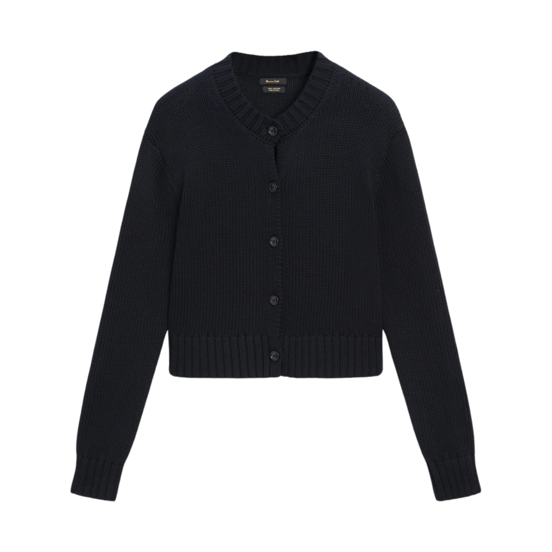 5710/665/407 Massimo Dutti 100% Cotton Crew Neck Cardigan Dark Blue