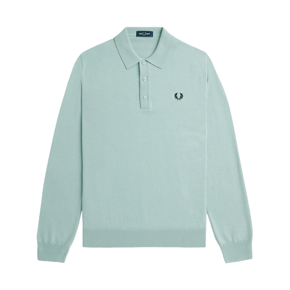 AFPM2434535-959 Fred Perry Classic Knitted Long Sleeve Shirt Silver Blue