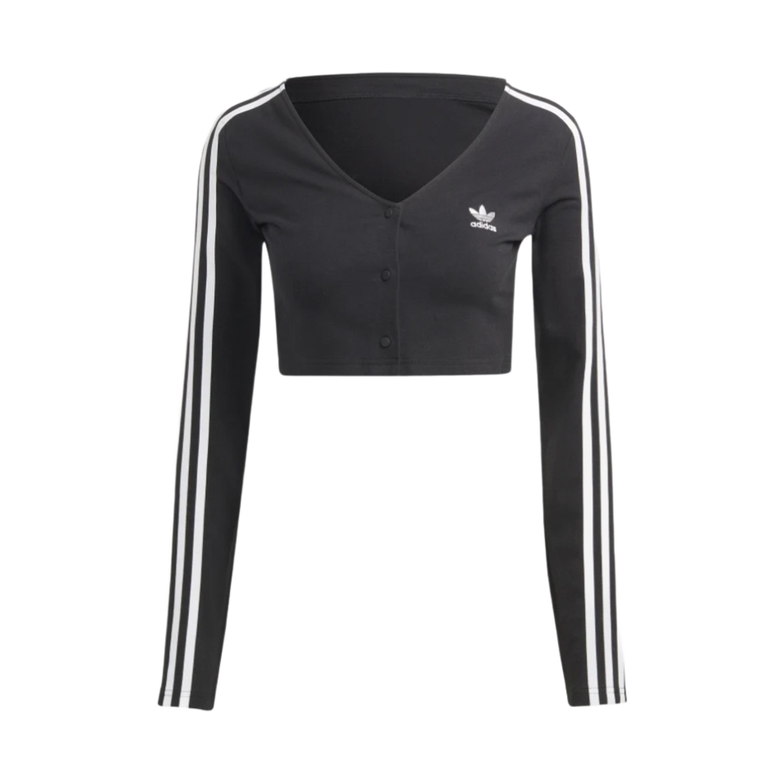 IC5473 (W) Adidas Adicolor Classics 3-Stripes Button Long Sleeve T-Shirt Black - US Sizing