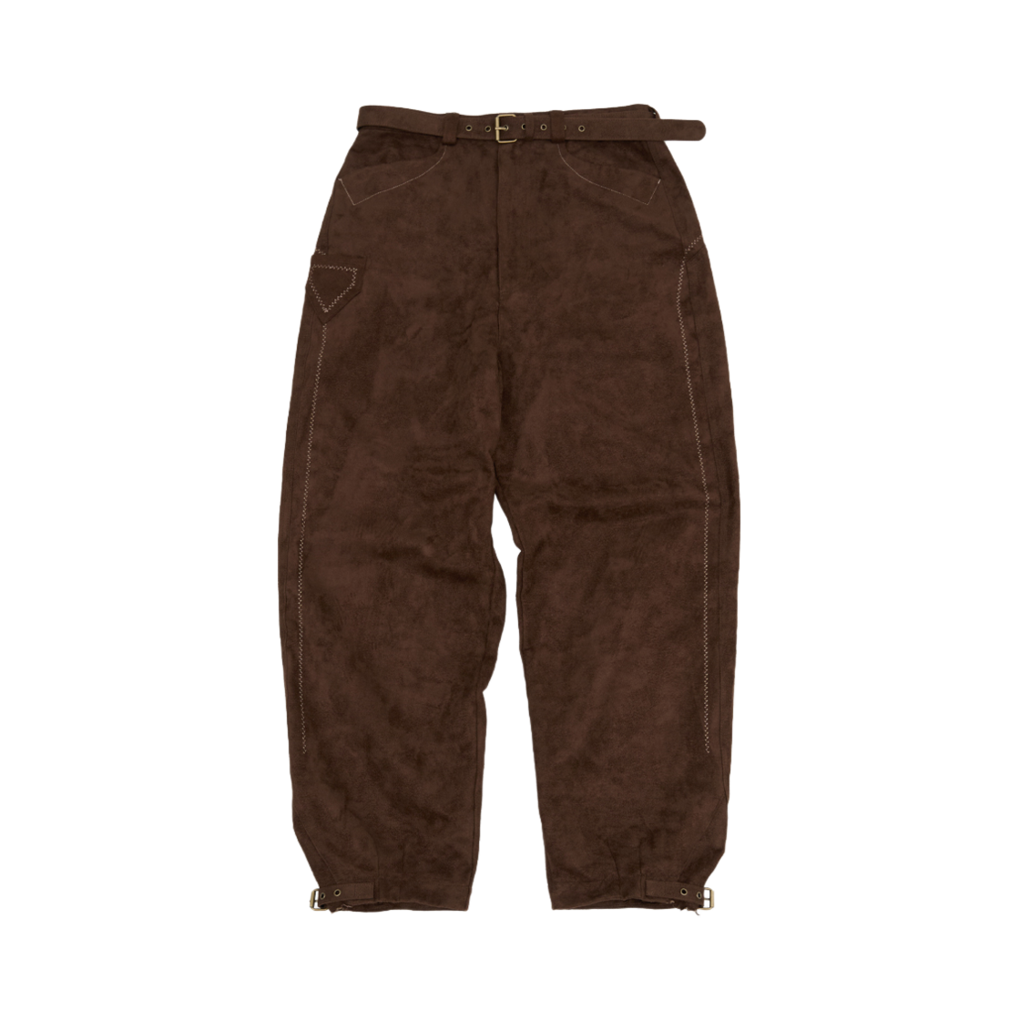 자고류 엠보더리 스웨이드 팬츠 브라운(Jagoryu Embroidery Suede Pants Brown)