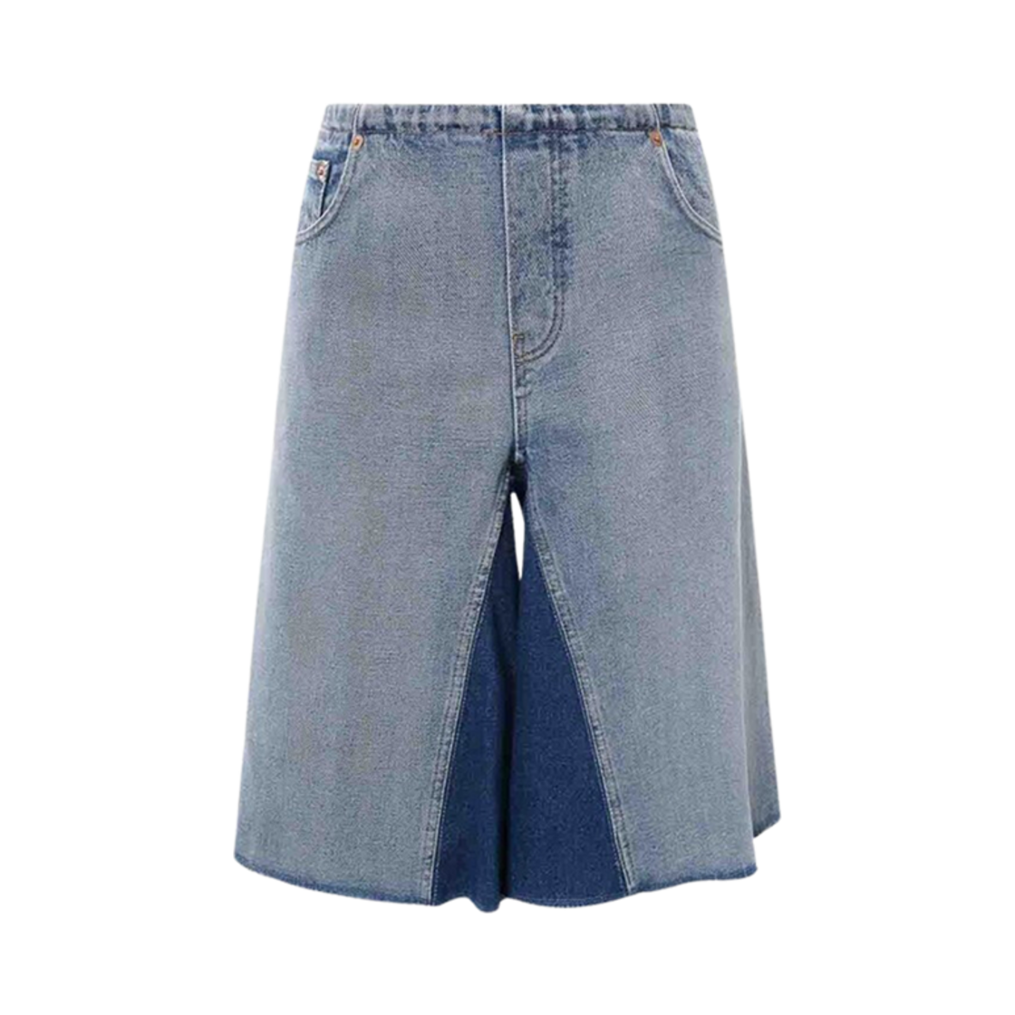 S52MU0115S30589978 (W) MM6 Maison Margiela Denim Bermuda Shorts with Back Logo Blue