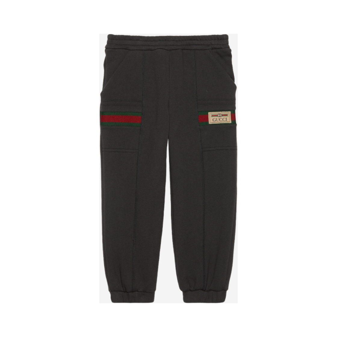 653667-XJDKA-1073 (Kids) Gucci Jogging Pant with Gucci Label Dark Grey