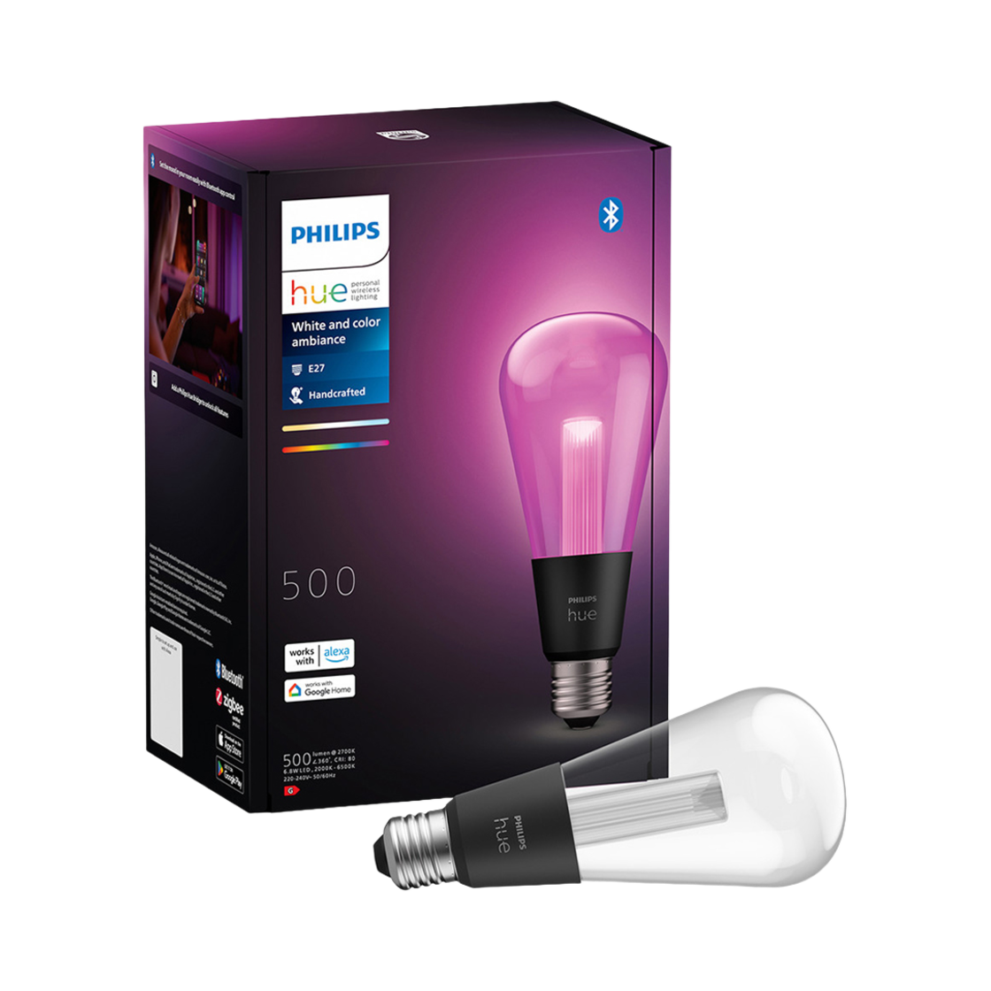 필립스 휴 컬러 앰비언스 라이트가이드 에디슨 E26 스마트 전구 ST72(Philips Hue Color Ambiance ST72 E26)