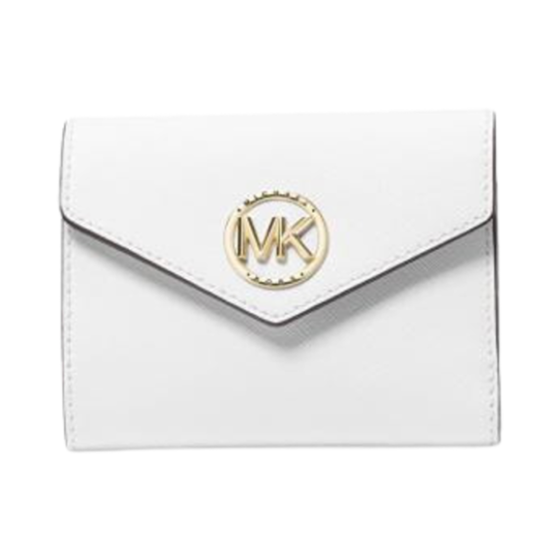 34S1GNME6L085 Michael Kors Carmen Medium Saffiano Leather Tri-Fold Envelope Wallet Optic White