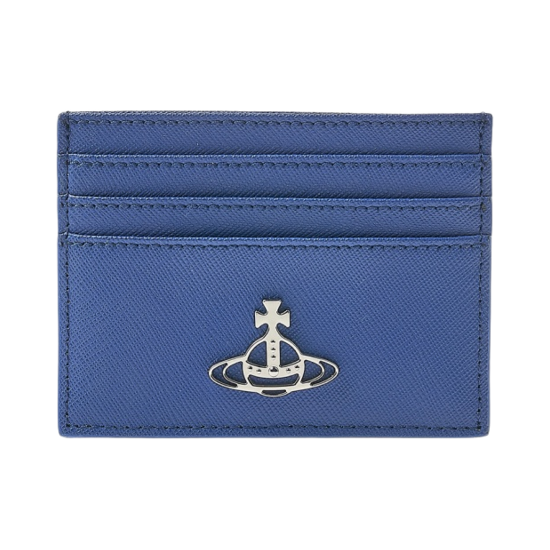 비비안 웨스트우드 사피아노 레더 로고 카드 홀더 블루(Vivienne Westwood Saffiano Leather Logo Card Holder Blue) - 1