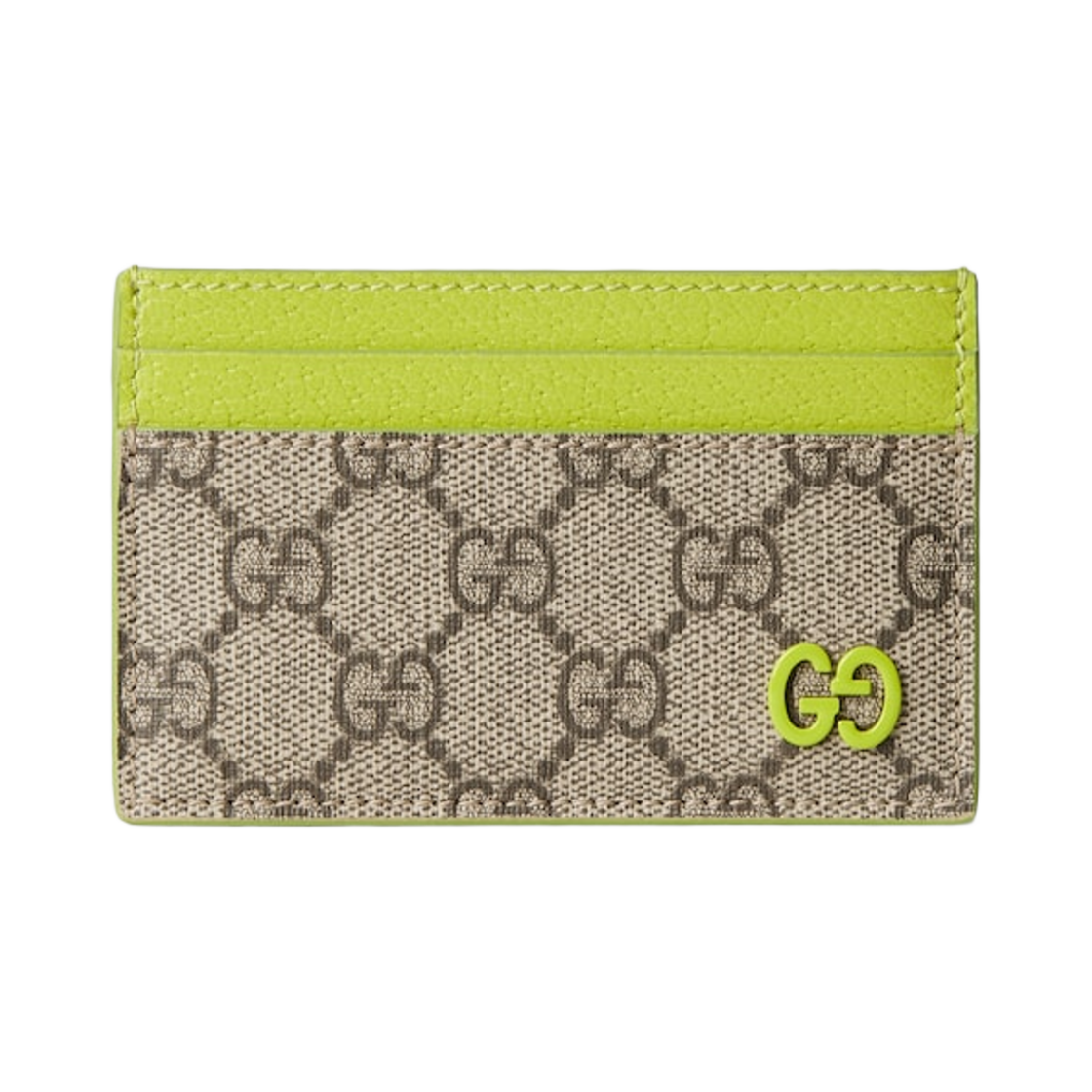 768248-FACQC-9742 Gucci Bi-Color GG Card Case Beige Dark Brown