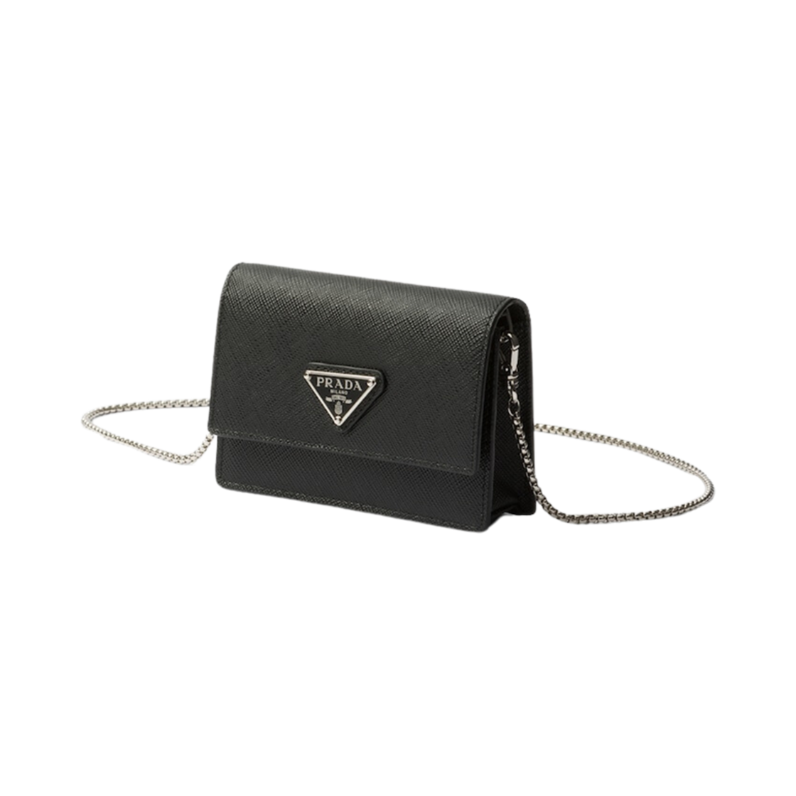 프라다 사피아노 레더 카드 홀더 숄더 스트랩 블랙(Prada Saffiano Leather Card Holder Shoulder Strap Black) - 2